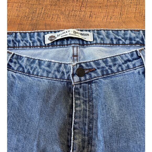 Harley Davidson Womens Bootcut Blue Denim Jeans 2007 Size 18 Regular FLAW - Picture 5 of 10